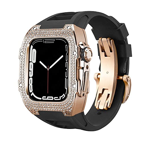 Étui Fibre de Carbone Apple Watch 45mm avec Bracelet Acier Antichoc