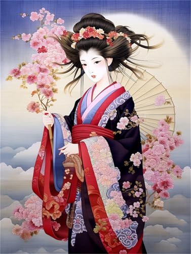 Kit de broderie de perles haut de gamme motif Courtisane japonaise classique 60x80cm