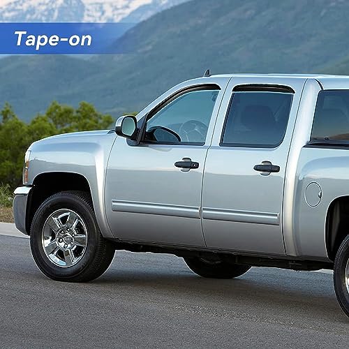 Image of Window Visors Rain Guards for 2007-2013 Chevy Silverado /GMC Sierra 1500 /Avalanche Crew Cab, Window Vent Wind Deflectors Visors Shades for 2007-2014 Silverado /Sierra 2500HD-3500HD /Suburban /Yukon XL