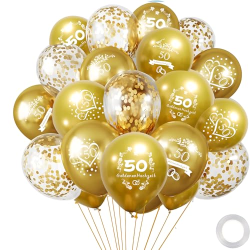20 Stück Hochzeitstag Luftballons, Goldenen Hochzeit Deko Latexballons, Frauen Männer Jubiläum 50. Deko, für Hochzeit Feier Jubiläum Party 20 Stück Hochzeitstag Luftballons, Goldenen Hochzeit Deko Latexballons, Frauen Männer Jubiläum 50. Deko, für Hochzeit Feier Jubiläum Party