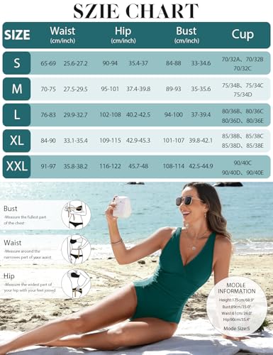 UMIPUBO Womens Swimming Costume One-Piece Swimsuit Tummy Control V Neck Ladies Swimwear Adjustable Strap Underwired Halter Neck Bathing Suit(Turquoise,M) - Image 6
