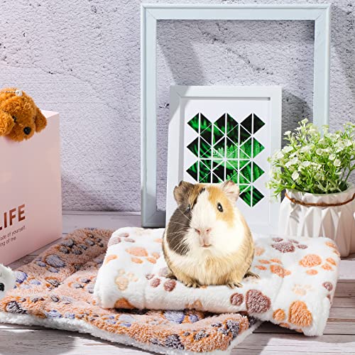 Jetec 2 Pieces Guinea Pig Bed Rabbit Bed Small Animal Hamster Warm Mats Winter Warm for Bunny Hamster Squirrel Hedgehog Chinchilla Small Animal Accessories(White, Light Brown,Paw Pattern) - Thumbnail 6