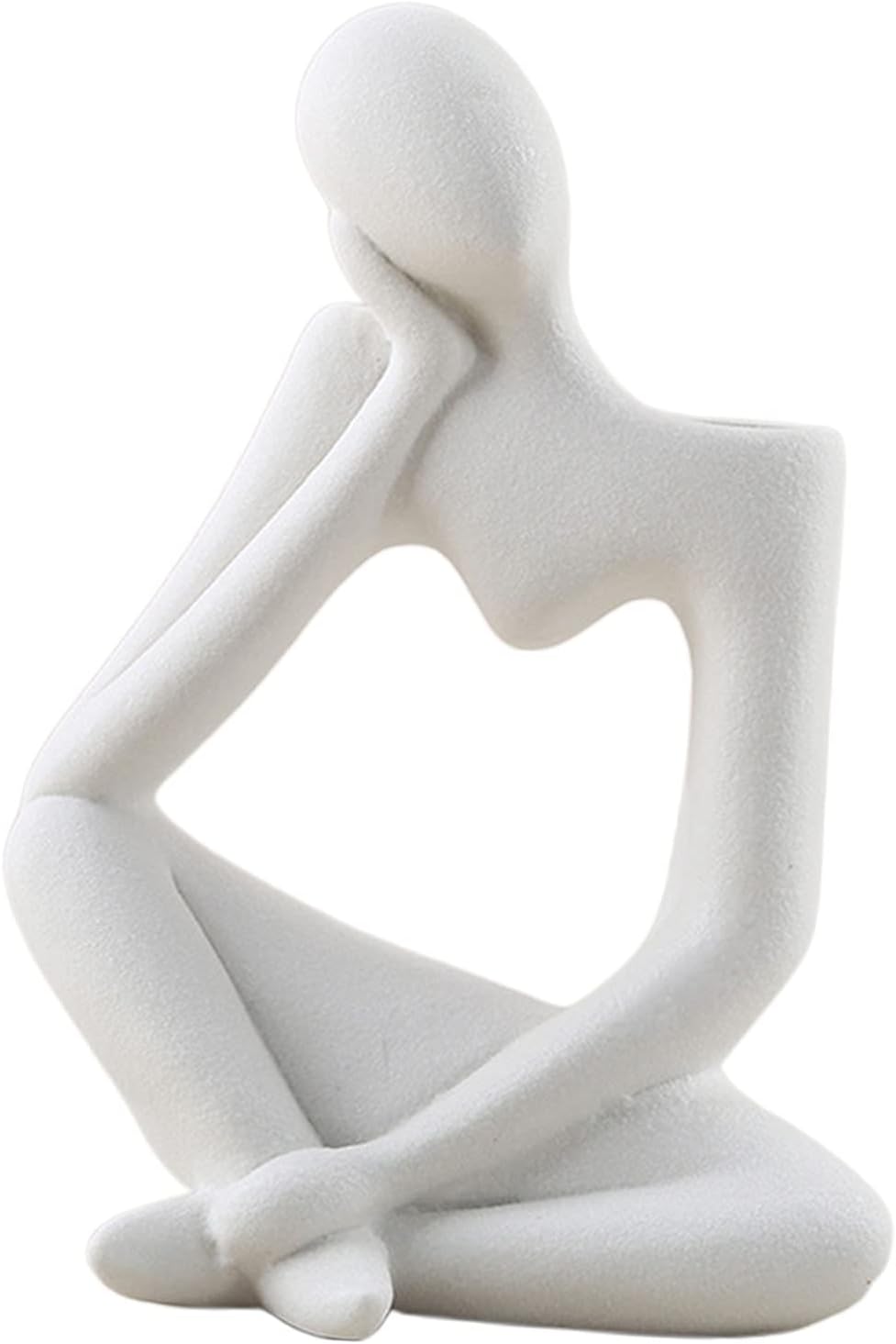 Abstract Thinker Sculpture Home Decor Decorative Figurine, Handcrafted Art Ceramic Thinking Man Vase Hand Carved Accent Decoration Statue (Orange)