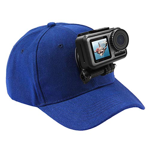 Gorra de béisbol Puluz con soporte de gancho en J y tornillo de 6,35 mm para todas las cámaras GoPro, SJ y Xiaoyi, color azul oscuro