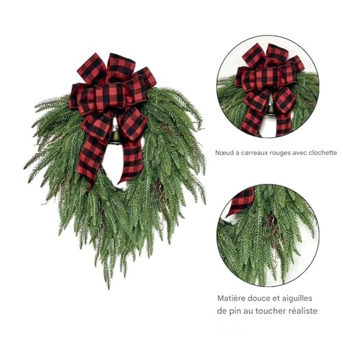 Couronne de Noël extérieur en simili-aiguilles de pin pour sublimer le porche et l'entrée en hiver - 7