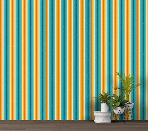 Image of DWELLSINDIA Vibrant Stripes Self Adhesive Wallpaper Waterproof, Scratch Resistant, Laminated 41cm x 244cm
