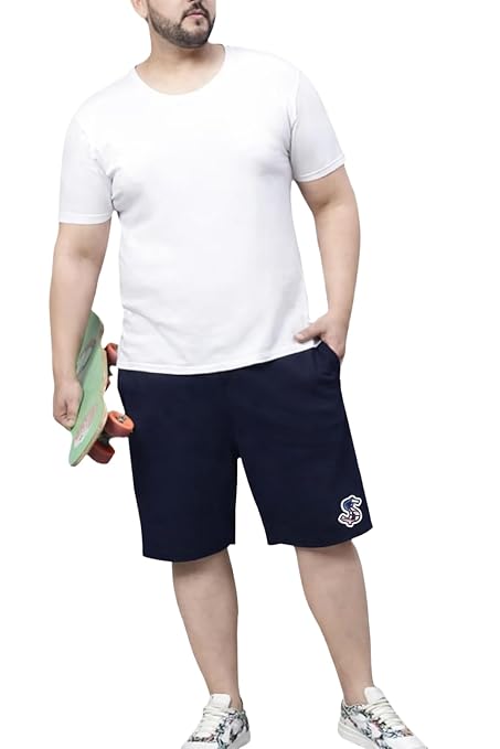 Buy SUCKER Plus Size Men's Knee Length Black Cotton Short with