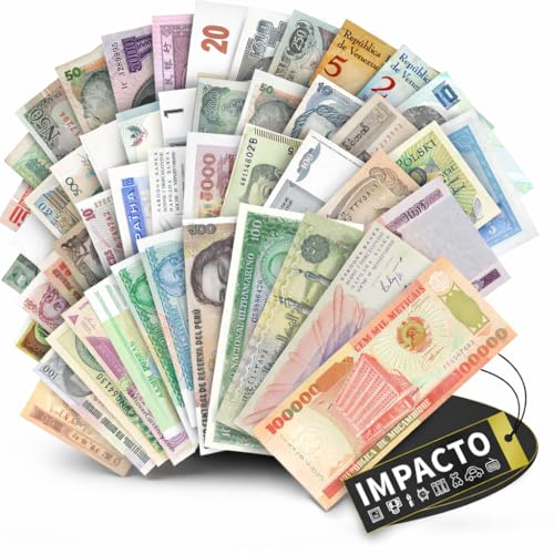 IMPACTO COLECCIONABLES | Collection de 50 Billets Authentiques du Monde – sans Doublons, Démonétisés et de Divers Pays | Idéal pour Les Collectionneurs,...