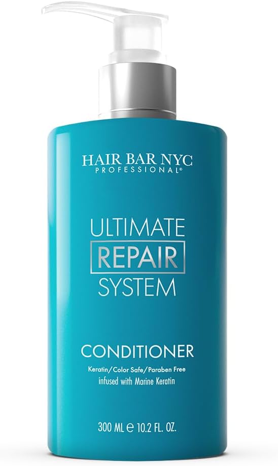 HAIR BAR NYC Ultimate Repair System Revival Conditioner | Hair Treatment for dry damaged hair | Deep conditioner for dry damaged hair | Keratin/Color Safe INFUSED WITH MARINE KERATIN (300ml 10.2fl.oz)