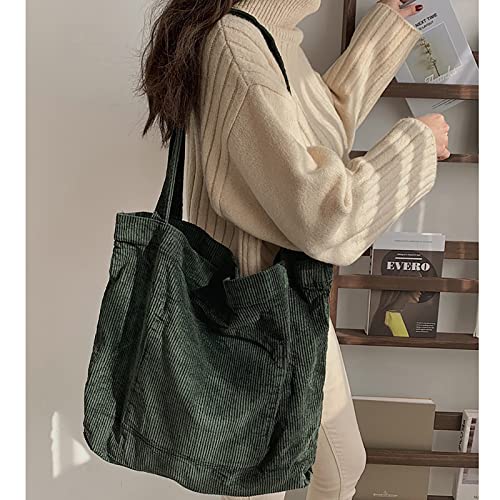 Image of 2026 Corduroy Tote Bag with Zipper Large Casual Handbags Shoulder Purse for Women