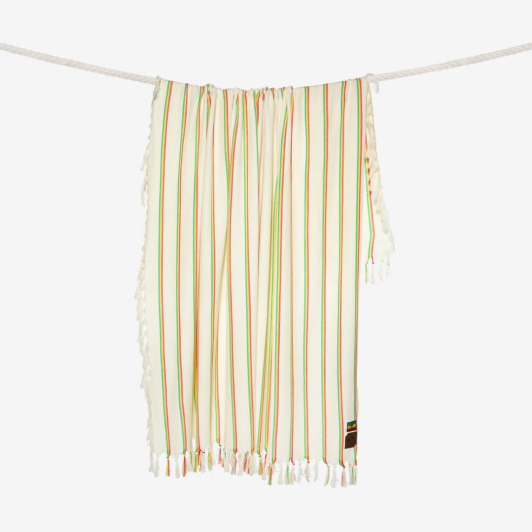 Slowtide x Bob Marley, Natural Mystic Cream Oversized Turkish Beach & Throw Blanket – Sand Resistant, Lightweight Ultra Soft Chambray, 66 x 80 in