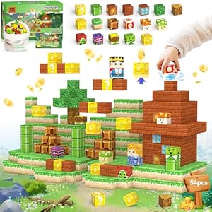 Magnetic BlMagnetic Building Blocks Toys, 54PCS Magnetic Building Toys Based on the Game Super Plumber, STEM Magnets Sensory Toys for Kids, Magnetic Building Blocks Suitable for Boys Girls 3+ (Green)