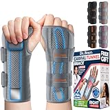 DR. BRACE Adjustable Wrist Brace Night Support for Carpal Tunnel, Doctor Developed, Upgraded with Double Splint & Therapeutic Cushion,Hand Brace for Pain Relief,Injuries,Sprains (L/XL Right Hand, Grey)