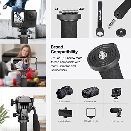 Koolehaoda Extendable Camera Monopod Aluminum Alloy With Tripod Support Base, 5-Section 20-66Inch Adjustable For Slr Cameras Camcorder Video,Payload Up To 15.5Lbs #TOP4