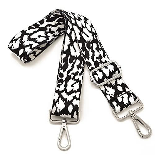 Image of Replacement Purse Strap Adjustable Crossbody Handbag Stripe Wide (Blue- (silver-black Metal))
