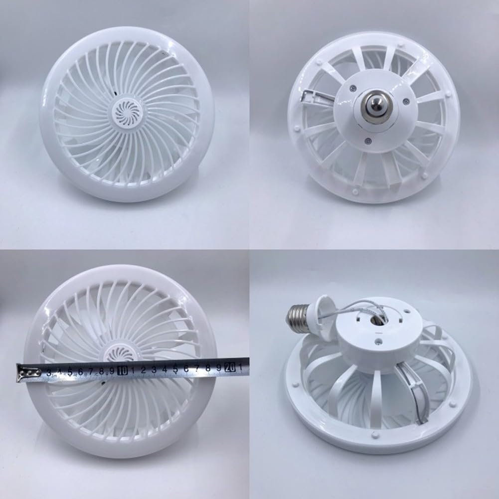 Ventilatore da soffitto con telecomando E27 con luce e timer integrati, migliora il comfort in stanze piccole (A)