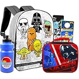 Star Wars Conjunto de mochila e lancheira para crianças – Pacote com mochila Star Wars de 38 cm, lancheira Star Wars, adesivos, garrafa de água, mais | Mochila Star Wars para meninos, Star Wars