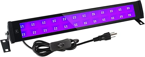 BOSITE Paquete de 2 barras de luz negra LED de 50 W con enchufe e interruptor, luz UV IP66, impermeable, barra de luz LED para dormitorio, boda,