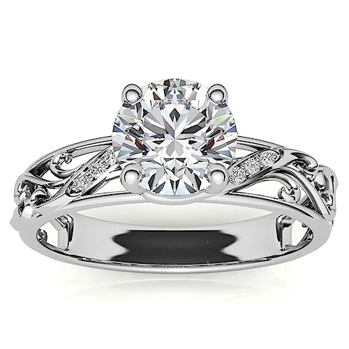 Luyona 1.5ct Moissanite Engagement Ring for Women, Brilliant D Color VVS1 Clarity Lab Created Diamond Wedding Rings 14K White Yellow Rose Gold Vermeil Moissanite Anniversary Ring for Her (size 6)