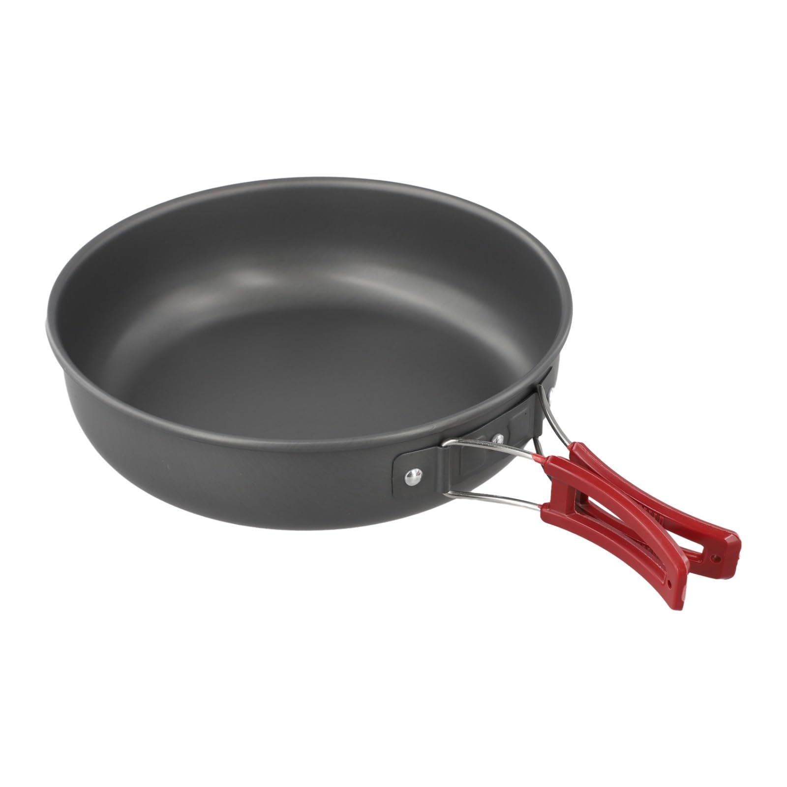 FACAIIO Poêle à frire portable sans manche pliable pour camping et randonnée, en alliage d'aluminium, 20 cm de diamètre, 1,7 l, pour poignée rouge/orange