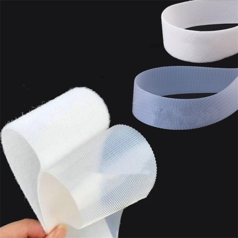 20/25/30/40/50mm Soft Baby Hook Loop Fastener Tape Safe Baby Transparent Black White Self Adhesive Stickers Tape DIY Sewing 2M (Color : 20mm White, Size : Loop and Hook 2meter)