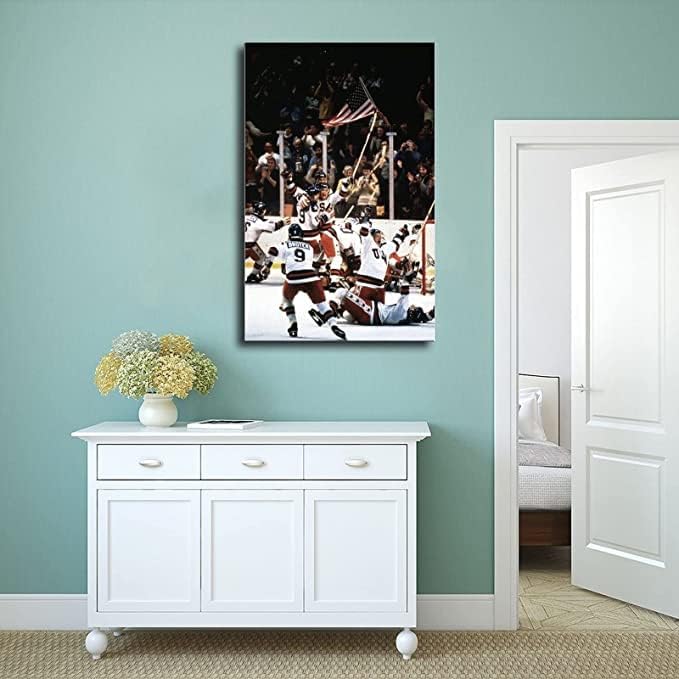 Miniatura 3 de Póster de hockey olímpico de 1980 Milagro sobre hielo sobre hielo, lienzo motivacional deportivo de los años 90, arte de pared, pósteres estéticos,