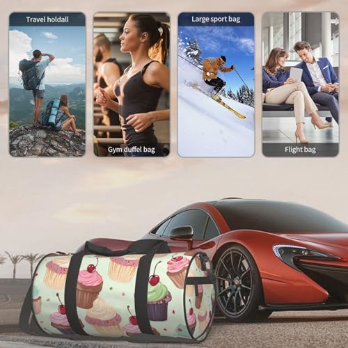 Travel Duffle Bag Weekender Bags for Men Women with Shoe Compartment Large Capacity Weekender Overnight Bag Cupcake Carry On Tote Bags Sport Gym Bag for Travel Yoga, Black, One Size 6