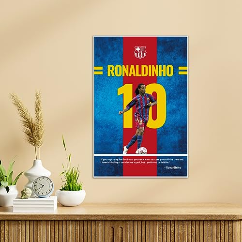 Image of TenorArts Ronaldinho Poster Barcelona Quotes Wall Posters Adhesives on back with Thick 300 GSM Matt Finish Papers (18inches x 12inches)