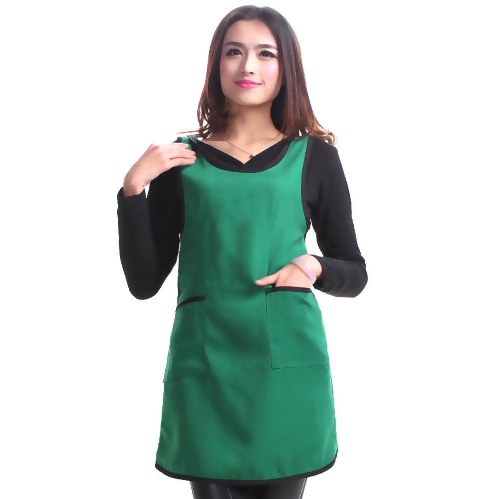 Fletion Solid Color Bib Apron Vest Aprons with Pockets for Women Girls Ladies Servers Maid Chef Home Kitchen Cooking Restaurant BBQ Work Custom Gardening