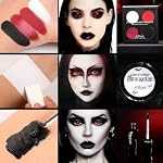 Goth Makeup Kit – Complete Gothic Make up Set for Vampire, Witch, Clown, Emo, Grunge, Theater, Halloween SFX with White Foundation, Red Eyeshadow Palette, Black Lipstick, Eyelashes, Eyeliner, Nails - Image 5