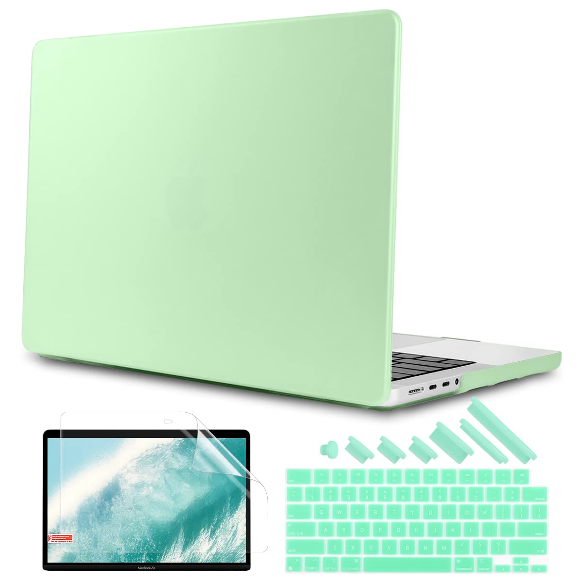 TWOLSKOO Case for 2021 MacBook Pro 16 inch A2485 M1 Pro/Max , Hard Shell Case and Silicone Keyboard Cover Screen Protector Dust Plug for MacBook Pro 16.2 inch, Honeydew Green