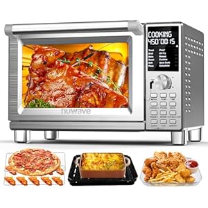 Nuwave Bravo Pro Smart Toaster Oven Countertop, True Air Fryer Combo w/Improved 100% Convection, 35% Crispier, 112 Presets, Customizable Pizza Zones, Integrated Probe, PFAS Free, 30QT, Stainless Steel