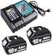 2X 18V 5,0Ah Ersatzakku für Ma-Kita + 3A DC18RC Ladegerät Kompatibel mit Makia 14.4V-18V BL1830 BL1850 BL1840 BL1860 BL1820 etc Werkzeugakku und DC18RC DC18RD DC18SF DC18RA DC18RF Ladegerät