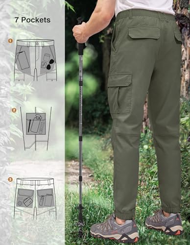 PULI Men's Waterproof Hiking Pants, Slim Fit Cargo Joggers, Stretch Quick Dry Outdoor Pants with Pockets2