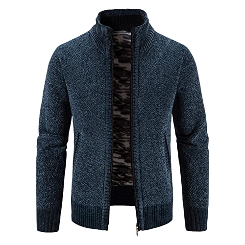Trench homme tricot grande taille contre le froid veste marine col montant
