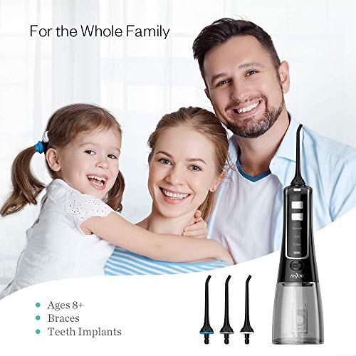 Water Flosser Cordless for Teeth, Anjou 300ML Professional Dental Oral Irrigator, Portable and Rechargeable IPX7 Waterproof Powerful Battery Life Teeth Cleaner for Home Travel, Braces and Bridges Care - Thumbnail 3