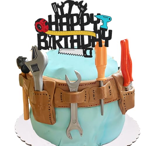 Cake Toppers For Men, Qoadwem Hand Tools Cake Topper Toolbox Wren...