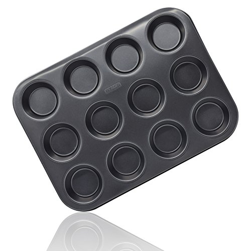 GOURMEO molde para 12 magdalenas con tratamiento antiadherente | molde para muffin, molde para cupcake, molde para brownie