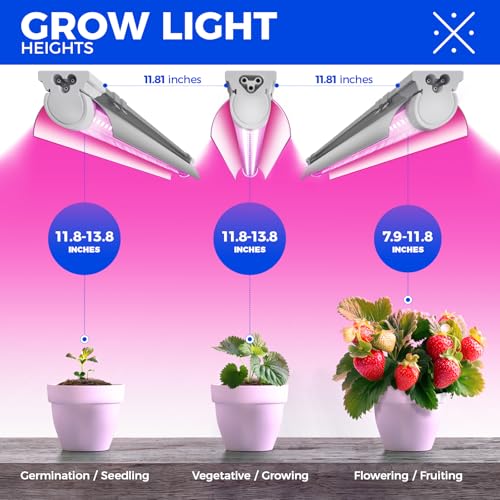 Barrina LED Grow Light, 252W(6 x 42W) 4ft T8, Full Spectrum, V-Shape with Reflector, Linkable Design, Plant Lights for Indoor Plants, 6-Pack