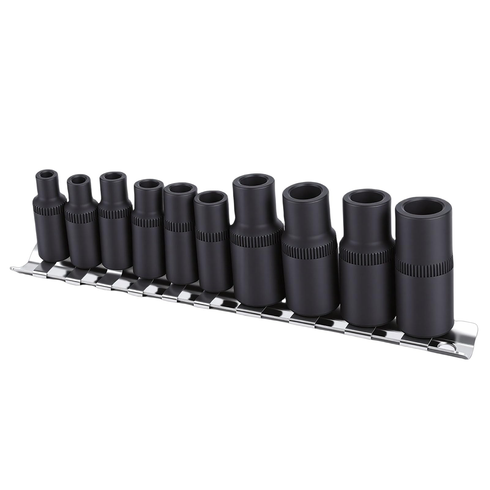 Set di bussole magnetiche per rubinetti 10 pezzi in acciaio legato ad alta resistenza 1/4 pollici 3/8 pollici con supporto per riparazioni auto e uso domestico fai-te