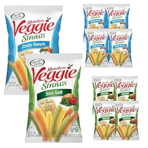 Sensible Portions Veggie Straws Multi-Pack, Sea Salt and Zesty Ranch Flavor, Gluten-Free Chips, Individual Snacks, 0.75 Ounce Bag, 10-Pack