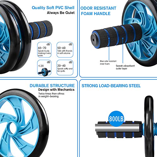BOSWELL 6-in-1 AB Wheel Roller Kit AB Roller Pro with Push-UP Bar, Hand Griper, Pull Rope, Jump Rope and Knee Pad - Perfect Home Gym Portable Equipment for Men Women Exercise - Thumbnail 6