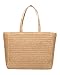Roxy Large Capacity Lightweight Causal Woven Straw Jute Beach Tote Bag, Spotless Sunnies-Natural