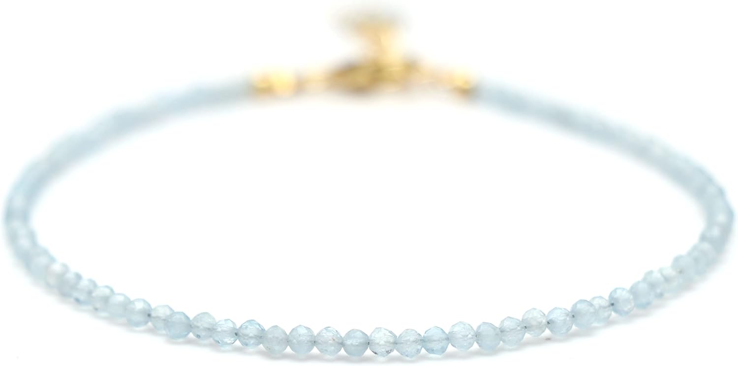 925 Sterling Silver Full Beaded Adjustable Bracelet For Women, Natural Gemstone Beads Dainty Bracelet, Silver Jewelry Gift For Her