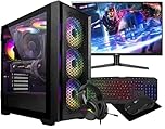 Computek Gaming PC Desktop Computer Bundle - Intel Core i7-3770 -16GB RAM - RTX 3050 6GB Graphics - 256GB SSD+1TB HDD - 500W 80+PSU - 6 Fans RGB Gaming Case - Wi-Fi, Windows 11 – 22" Monitor Bundle