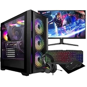 Gaming PC Desktop Computer Bundle – Intel Core i7-3770 -16GB RAM – RTX 3050 6GB Graphics – 256GB SSD+1TB HDD – 500W 80+PSU – 6 Fans RGB Gaming Case – Wi-Fi, Windows 11 – 22″ Monitor Bundle