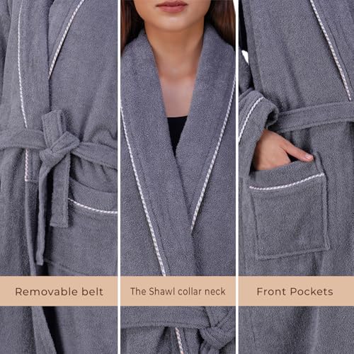 Image of Rangoli Sunshine 100% Cotton Bathrobes For Women, 500 GSM Free Size Bath Robe With Rope,Ultra-soft, Lightweight & Highly Absorbent Luxurious Bath Gown /Bath Robe