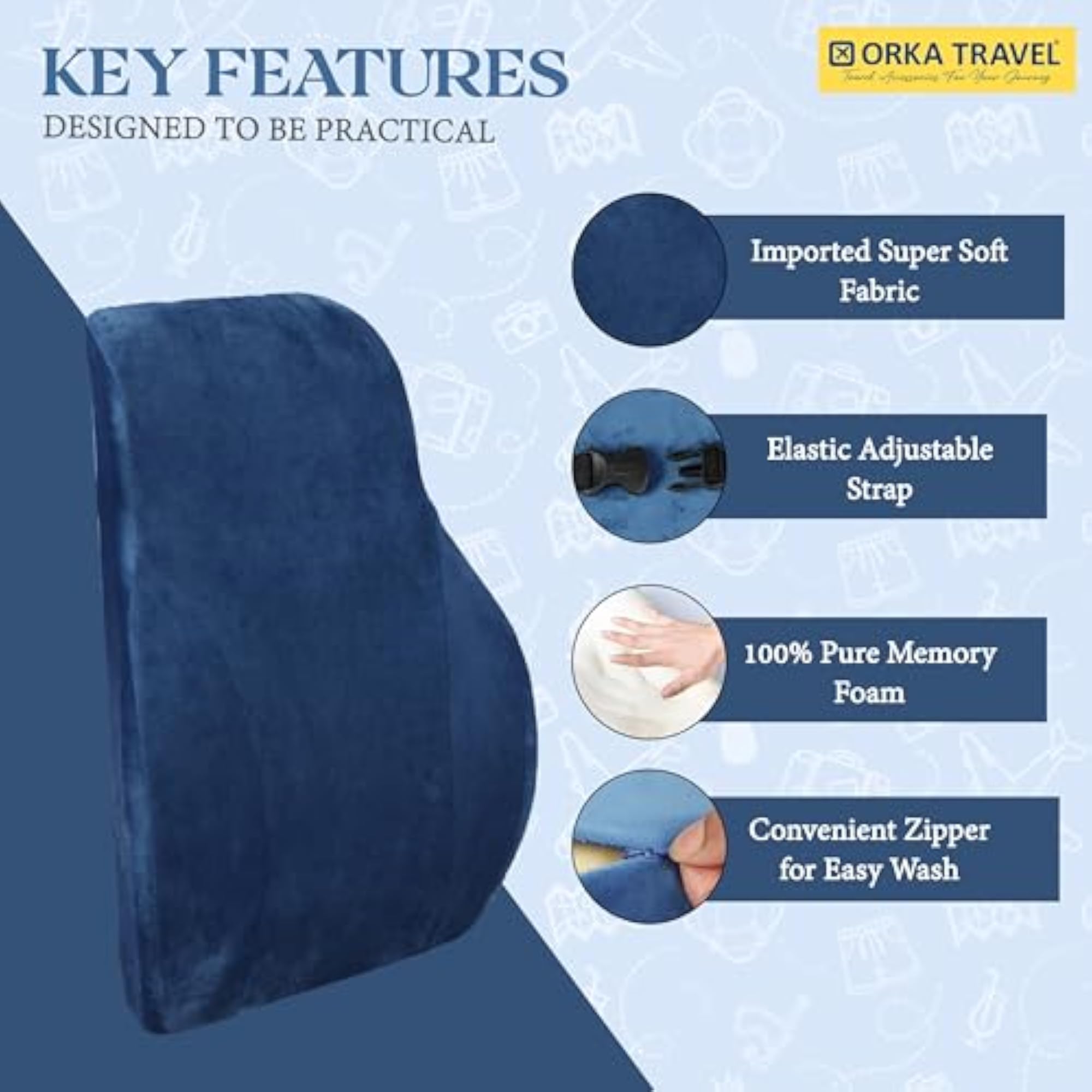 Presto Orthopedic Mid-Backrest Cushion with Memory Foam