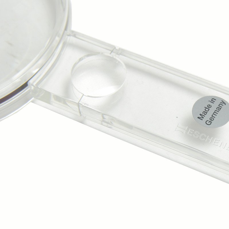 Eschenbach 2612407 - Reading magnifier with additional lens in handle, Excellent orientation on reading material due to transparent frame, Dimensions Lens: Ø 45 mm, Magnification: 3,25x, Dioptre: 9