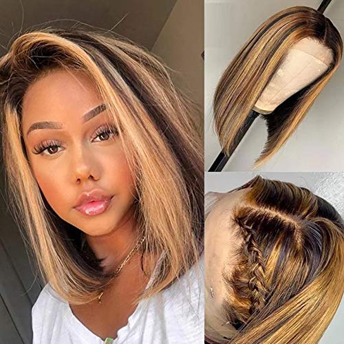 Ombre Bob 2X6 Lace Wigs Bleached Knots 12 Inch